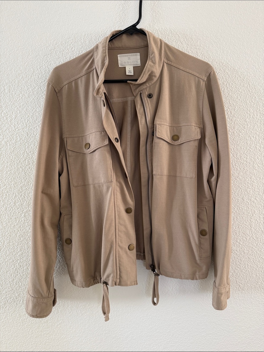 Caslon Beige Utility Jacket with Snap Pockets